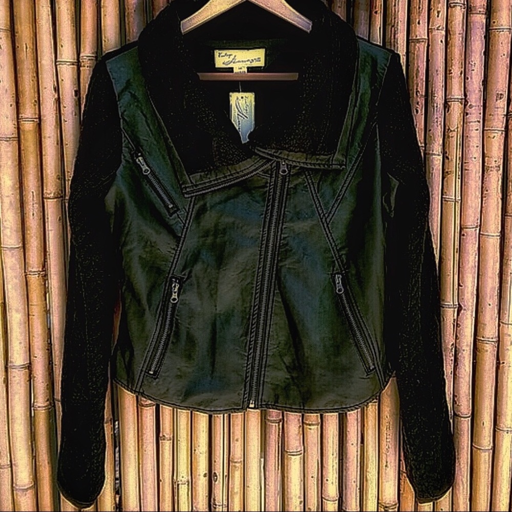 NEW VINTAGE HAVANA Black Leather Moto Jacket Med - Picture 3 of 8